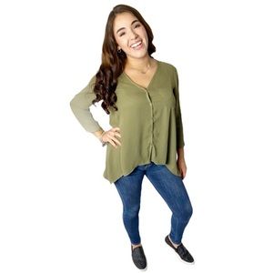 NWOT- New York & Company Sheer Vneck Blouse